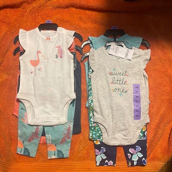 Carter's Kids' 4-piece Sets 3 Months 4 Shirts 4 Leggings - Picture 1 of 7